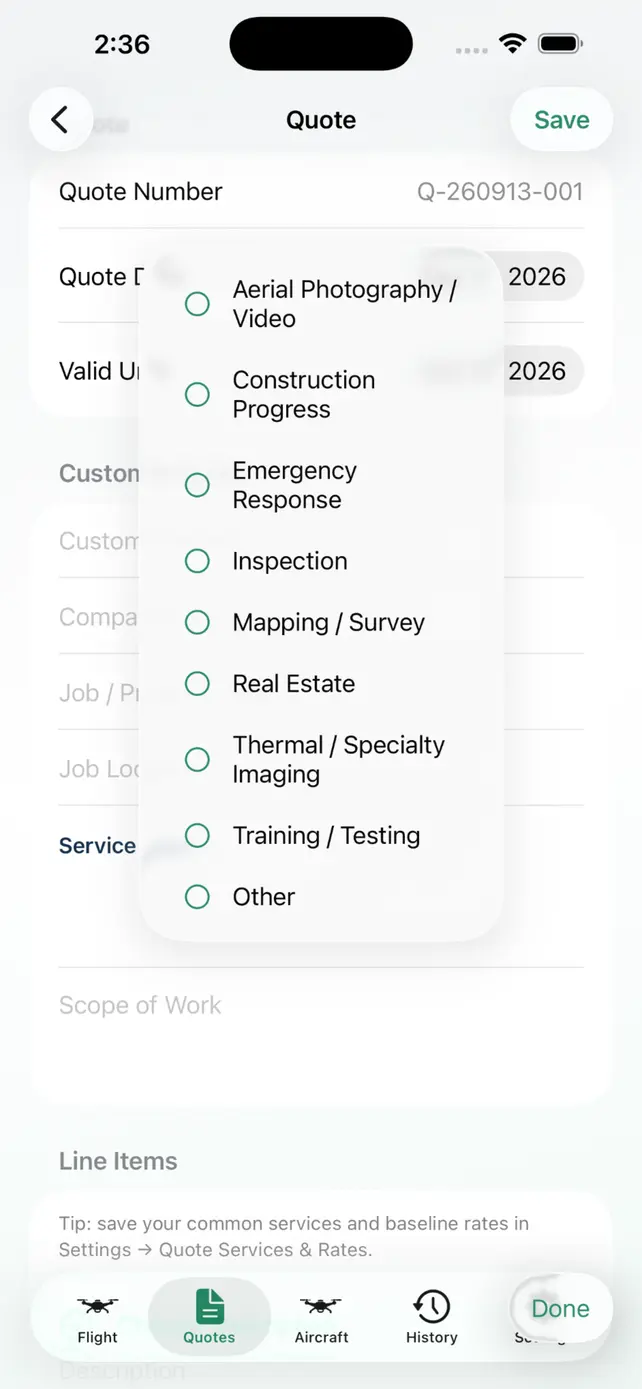UAScribe quote builder